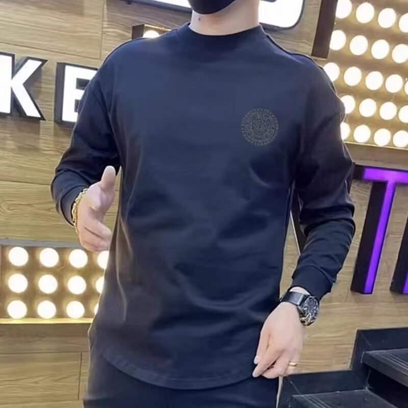 เสื้อแขนยาวผู้ชาย สไตล์เกาหลี สำหรับฤดูใบไม้ผลิและฤดูใบไม้ร่วง ไซส์พอดีตัว คอต่ำ สไตล์ใหม่ HVC