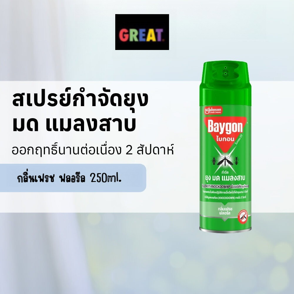 ไบกอนเขียว สเปรย์กำจัดยุง ยาฉีดยุง มด แมลงสาบ 250 มล