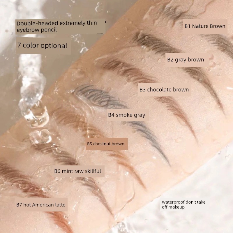สอเขียนคิ้ว ดินสอเขียนคิ้วกันน้ำ Flortte Flortte Flortte Double-Headed Ultra-Fine ดินสอเขียนคิ้ว Flo