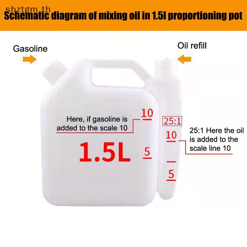 SHZTGM 1.5L Litre 2-Stroke น้ํามันน้ํามันผสมขวดถังสําหรับเครื่องมือลูกโซ่ Part TH