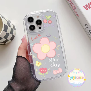 FLOWER เคสสำหรับไอโฟน17pro 13 11 16promax กรณีมือถือขอบกลม เรียบง่าย case for iPhone 15 14 12 ProMax XS XR 6/7/8Plus