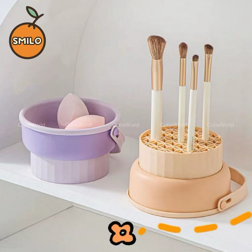 SMILO ที่ล้างแปรงแต่งหน้า ล้างแปรงแต่งหน้า อ่างซิลิโคนล้างแปรง  ชามซิลิโคนล้างแปรงแต่งหน้า