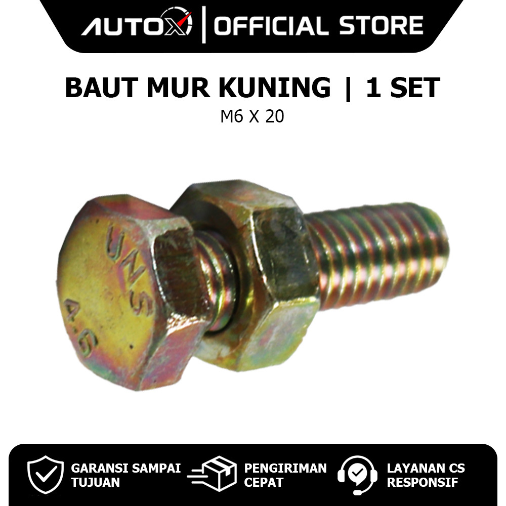 1 PC Universal Bolt Nut Hex หกเหลี่ยม Bolt Nut M6x20 6x20 6 x 20 M6 M สีเหลือง AUTO X