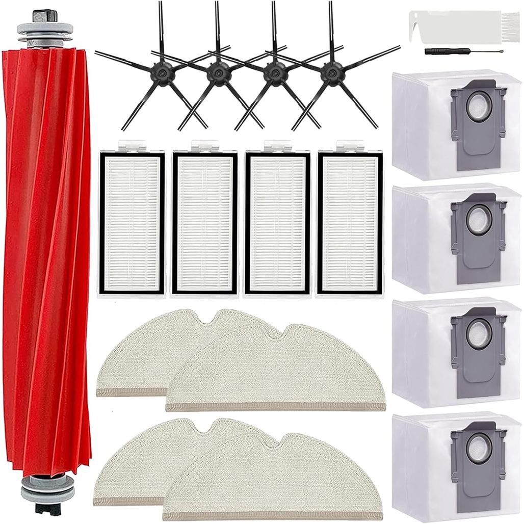 17 แพ็ค Roborock Q7 อะไหล่สําหรับ Roborock Q7 Q7+ Q7 Max Q7 Max + เครื่องดูดฝุ่น,1 แปรงหลัก, 4 กรอง,