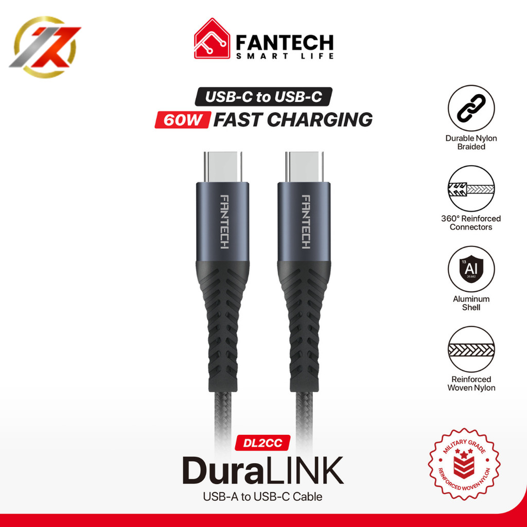 FANTECH DURALINK DL2 CC CABLE TYPE C ถึง TYPE C | สาย USB DL2 TYPE C TO TYPE C FANTECH DURALINK