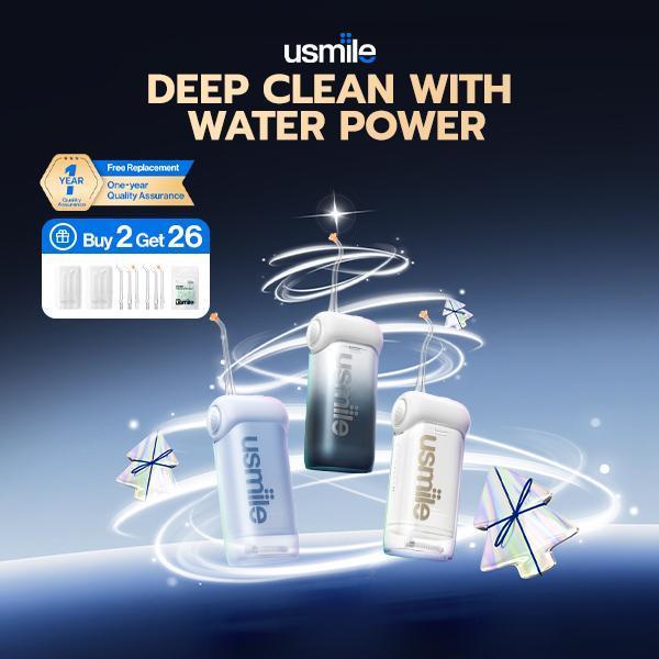 Usmile C10 Water Flosser ทำความสะอาด plaque อย่างมีประสิทธิภาพ พร้อม Guiding หัวฉีดและ 4 โหมดการใช้ง