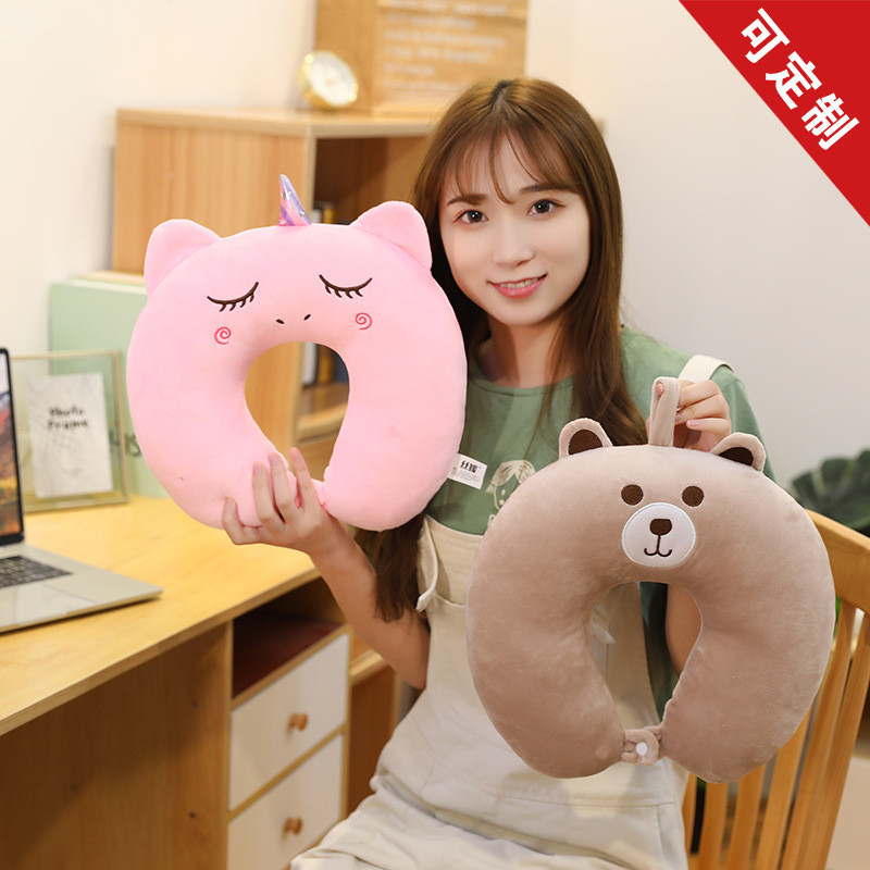 หมอนรูปตัวยูเดินทางหมอนรองคอกระดูกสันหลังส่วนคอหมอนเครื่องบินคอรถนักเรียนแบบพกพาหมอนสํานักงานน่ารัก 