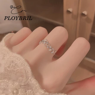 PLOYBRIL Fancy แหวนนิ้วมือ รูปใบมะกอก สีเงิน สีทอง ปรับได้ เครื่องประดับแฟชั่น สําหรับผู้หญิง J009
