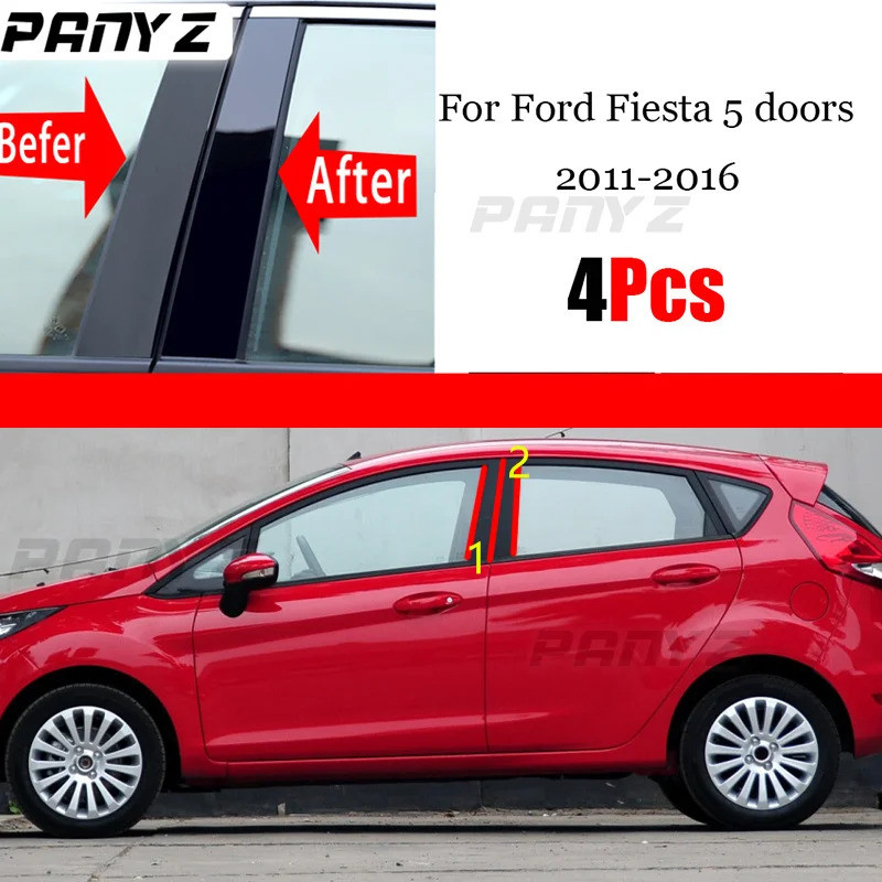 4 Pieces of Car Rearview Mirror Center Pillar PC Window Decoration BC Pillar Sticker For Ford Fiesta