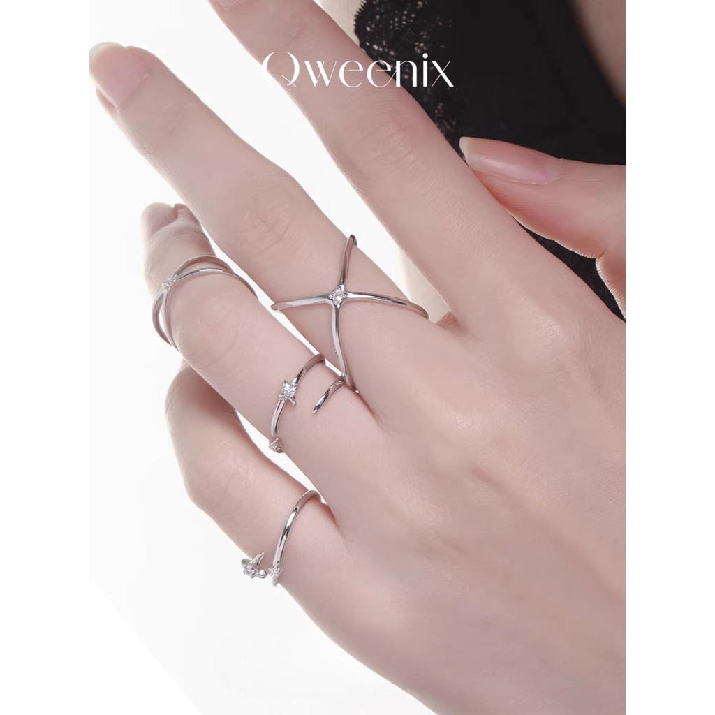 Niche-Designed Star Trail Zircon Ring - Quiet Luxury Minimalist Adjustable Open Pinky & Index Finger Band