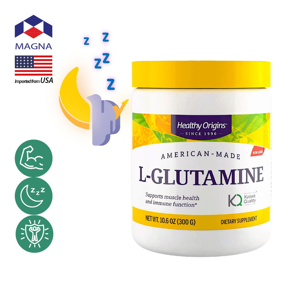 เฮลท์ตี้ ออริจินส์ แอล-กลูตามีน 300 กรัม ชนิดผง กรดอะมิโน กลูตามีน Healthy Origins L-Glutamine Powder /กินร่วมกับ บีซ...