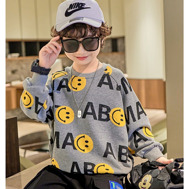 [RJ] 90-150ซม เสื้อสเวตเตอร์เด็กผู้ชายฤดูใบไม้ผลิฤดูใบไม้ร่วงสไตล์ใหม่สไตล์เด็ก จุดต่ําสุด เสื้อกลางเด็กเล็กหล่อแฟชั่นทุกการแข่งขันแขนยาวด้านบนเกาหล