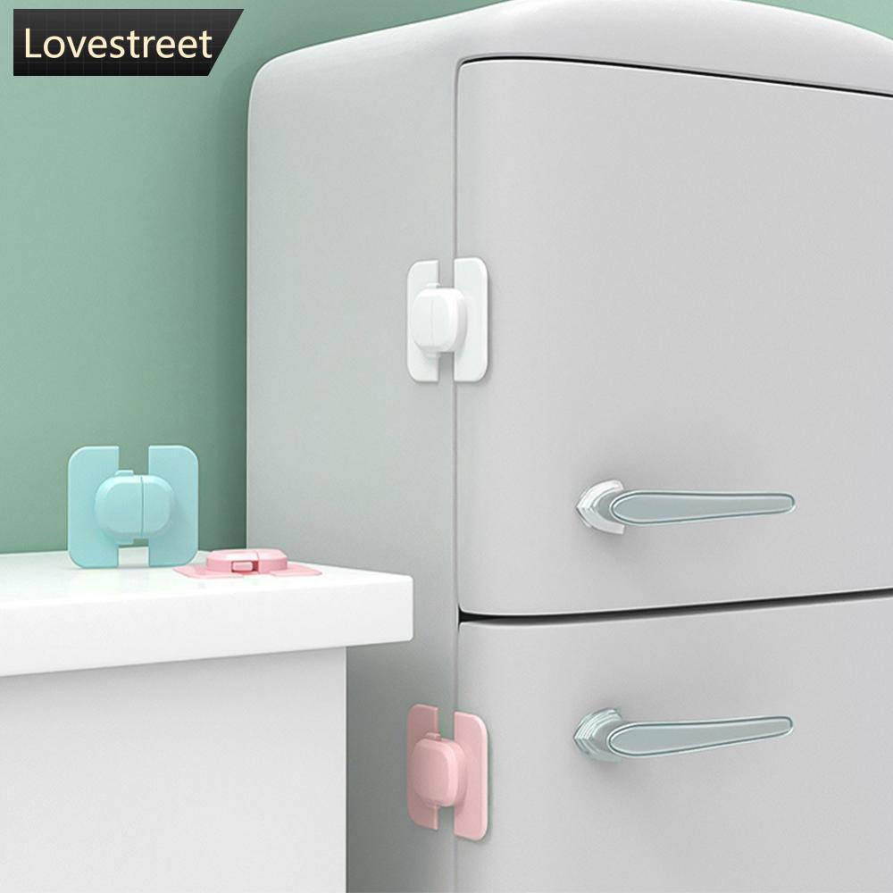 LOE ล็อคตู้เย็นล็อคความปลอดภัยเด็กประตูล็อคหัวเข็มขัดคงที่ตู้เย็น Anti เปิดหัวเข็มขัดเสริมล็อค G9W4