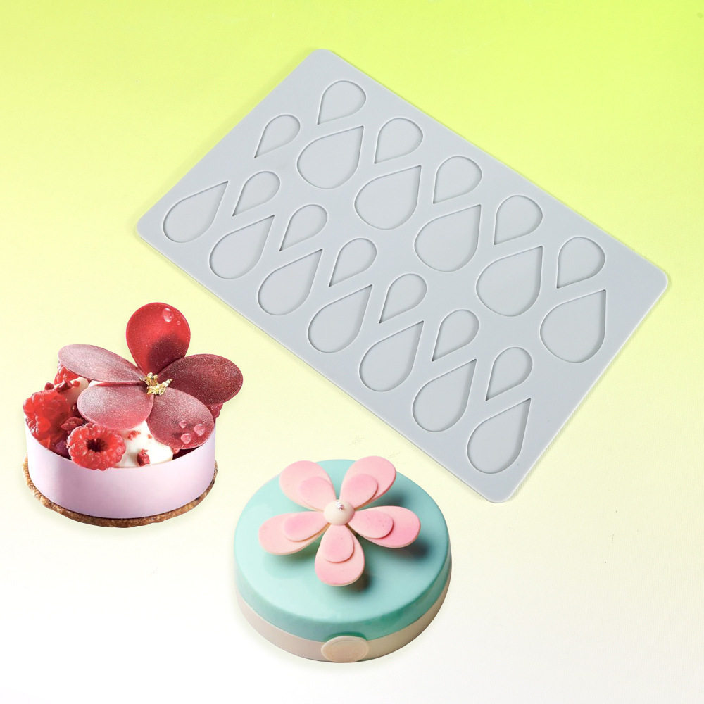 24 Water Drop F Ondant ลูกไม้เบาะขนาดใหญ่กลีบเล็กช็อกโกแลตซิลิโคนแม่พิมพ์ Pastry Chips ตกแต่งแม่พิมพ์เค้ก