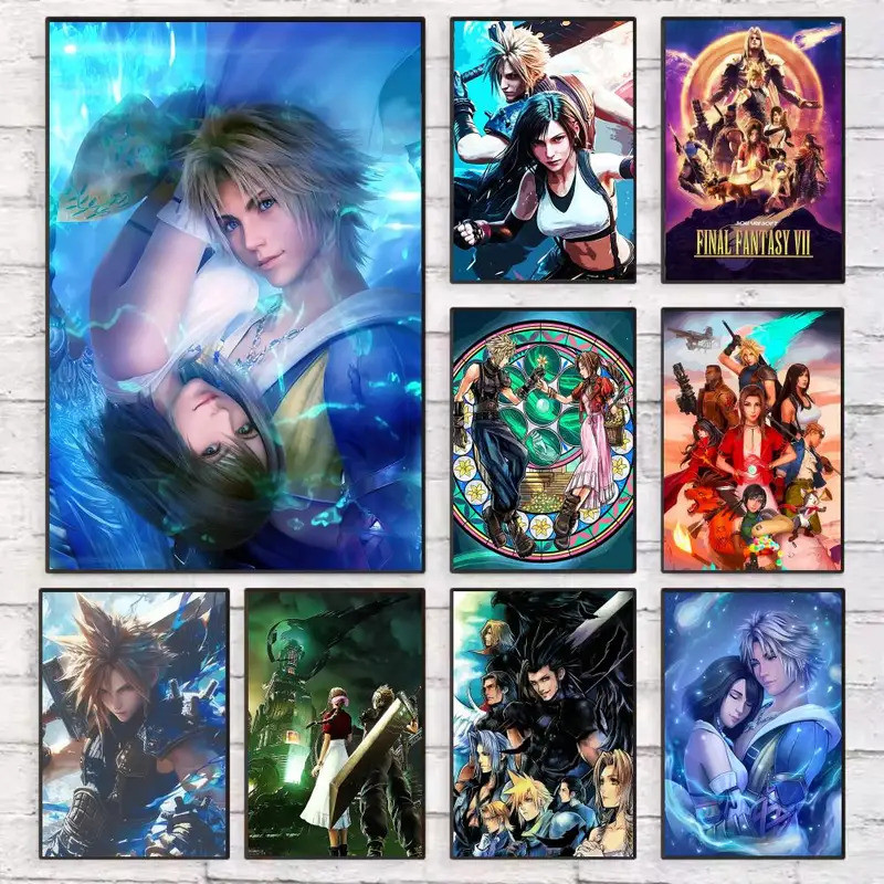 Final Fantasy Game Retro Classic โปสเตอร์พิมพ์สําหรับบ้านห้องนั่งเล่นห้องนอนห้องรับประทานอาหารบาร์แล