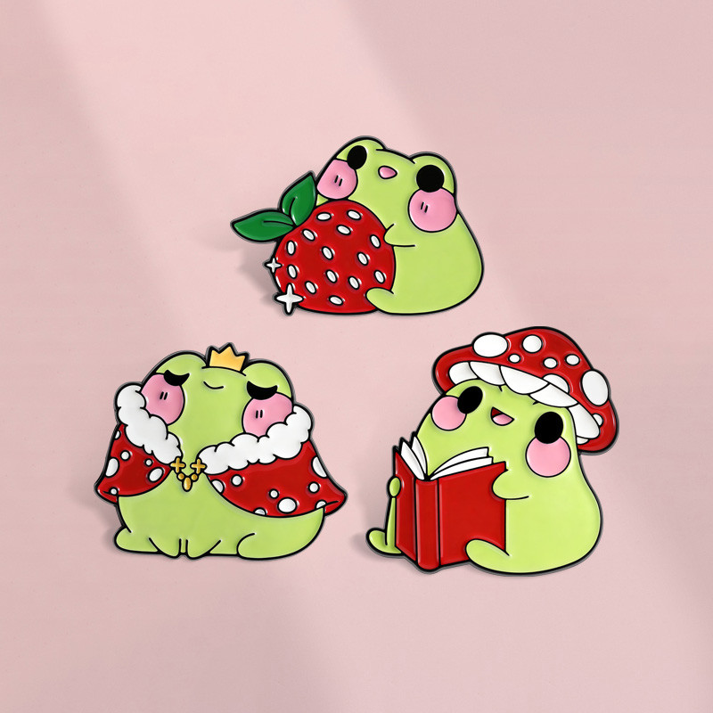 เข็มกลัดลายกบสตรอเบอร์รี่ดีไซน์น่ารัก สำหรับถุงเป้และของตกแต่ง - รูปที่ 2