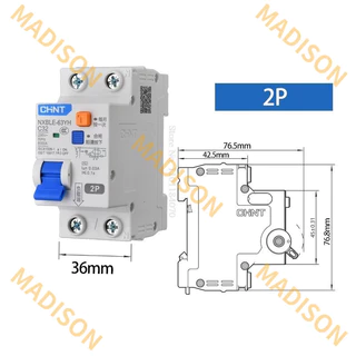 Chint 30mA 100mA 300mA RCBO 10A 16A 20A 25A 32A 40A 63A NXBLE-63YH ประเภท C 1PP + N 2P 3P + N 4P 230V Residual Current ดําเนินการ Circuit Breaker