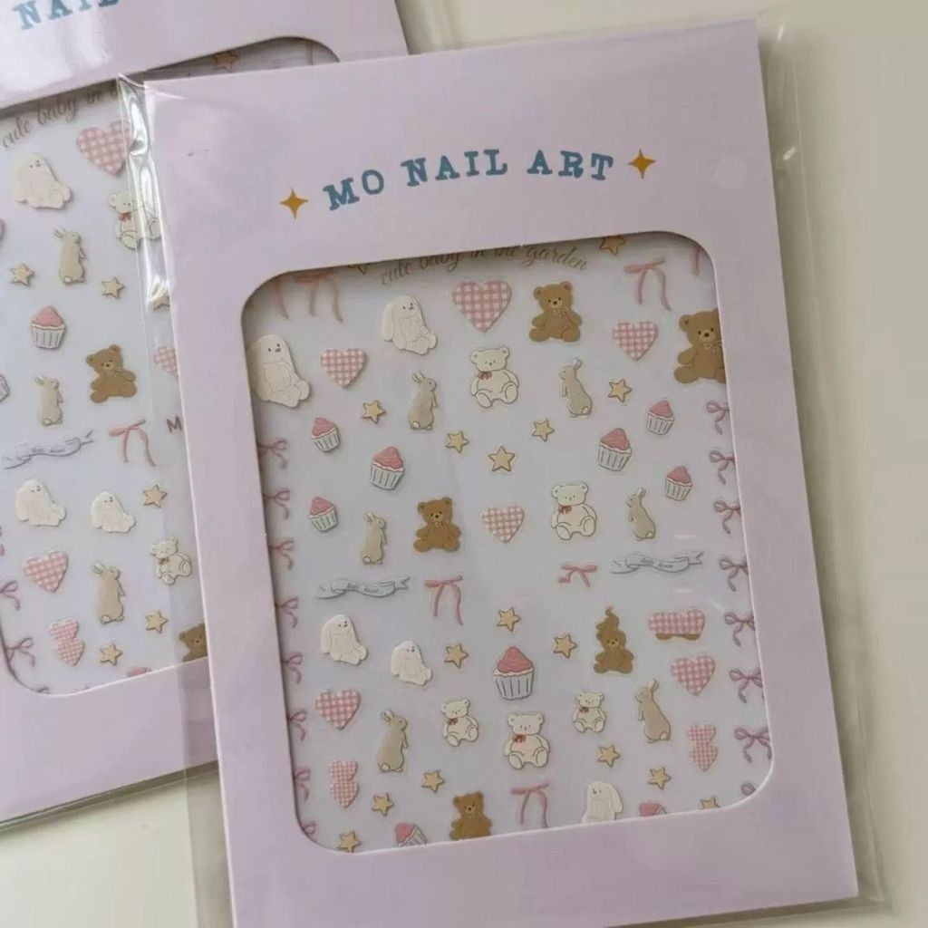 น่ารักสุดๆ!FX สติ๊กเกอร์แต่งเล็บ Good Night Jenny Muppet Bunny Bear การ์ตูนน่ารักนูนสามมิติ diy เล็บ