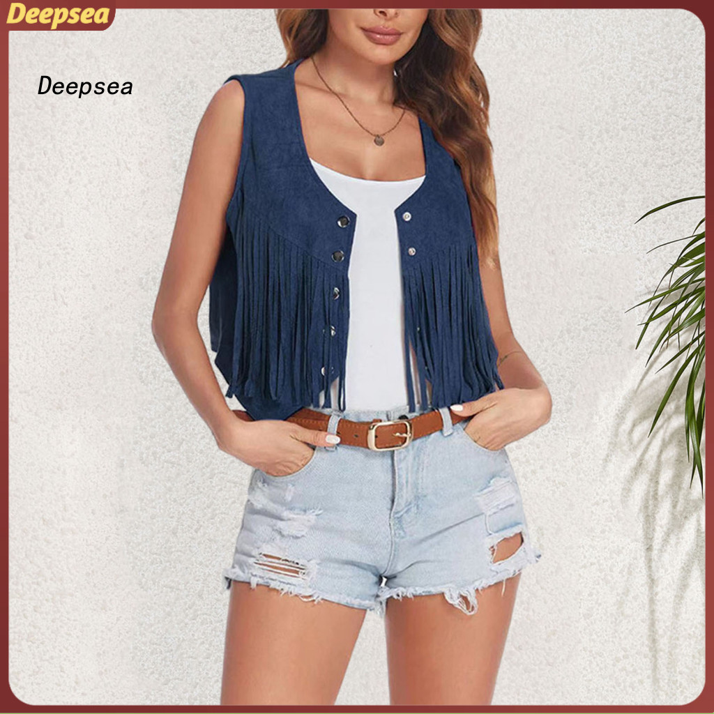 DPA Hippie Dance Party ชุดผู้หญิงที่ไม่ซ้ํากันเครื่องแต่งกายผู้หญิงs Western พู่ Fringe เสื้อกั๊กเสื