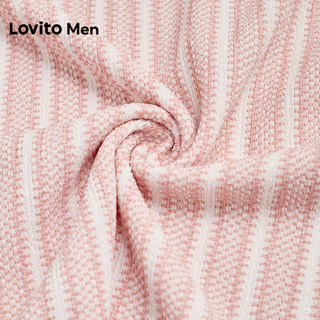 Lovito Men เสื้อโปโลผู้ชายสีชมพูฤดูใบไม้ผลิ/ฤดูร้อนแบบกระดุมลําลอง L175ED105