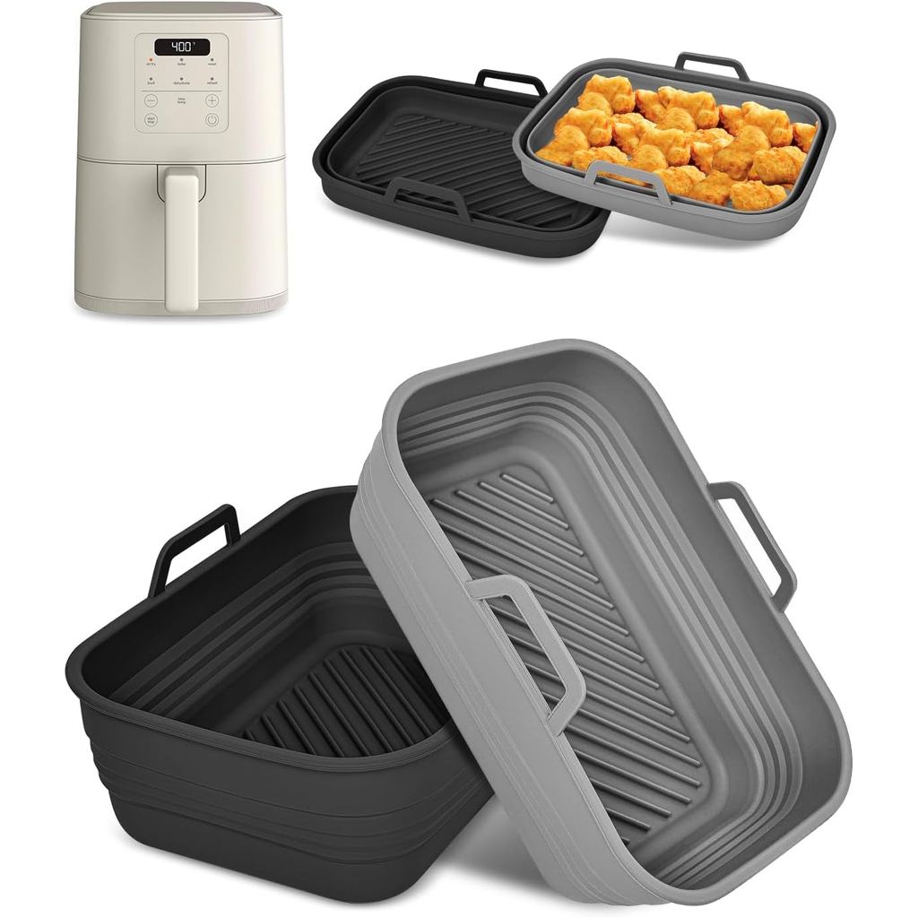 พับ Air Fryer ซิลิโคน 2-Pack สําหรับ Bella 4Qt Slim Air Fryer (ความจุ 3.3lb), นํากลับมาใช้ใหม่ Airfr