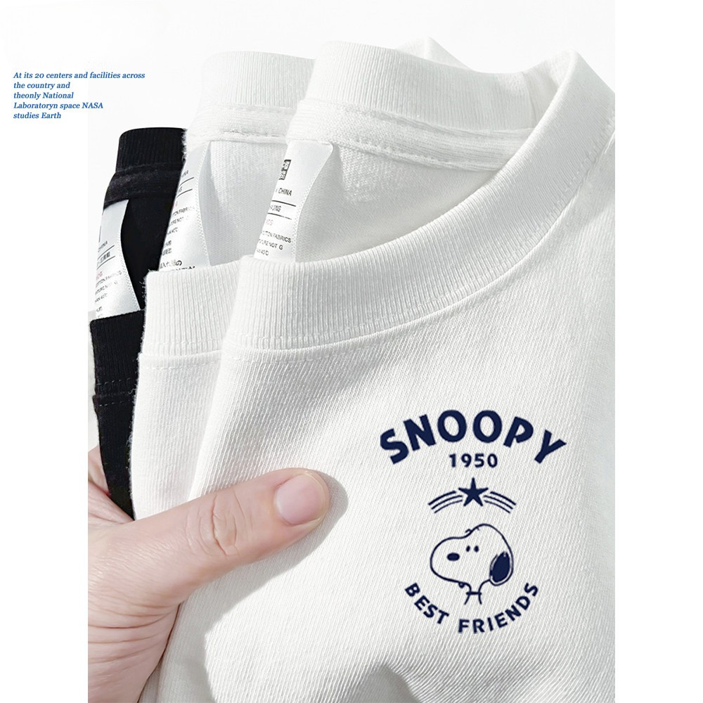 เสื้อยืดชายหญิงแขนสั้น สตรีทฮิปฮอป summer SNOOPY พิมพ์ลาย คอตตอน คอกลม หลวมและระบายอากาศ 12.25