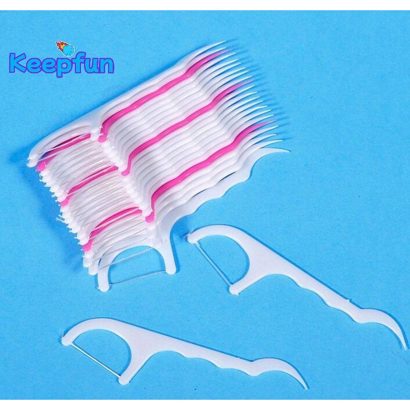 [Keepfun] 25 ชิ้น Oral Gum Tooth Clean Care Floss Thread Dental Plastic Tooth Picks [ใหม่]