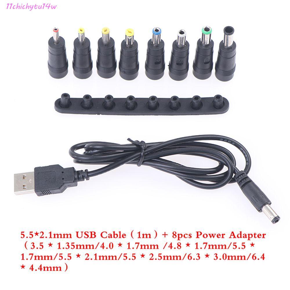 CHICHYTU14W ปลั๊กเปลี่ยนได้ 8 ชิ้นปลั๊กแปลง HUB Splitter สายชาร์จ 8 ชาย Universal DC Connector