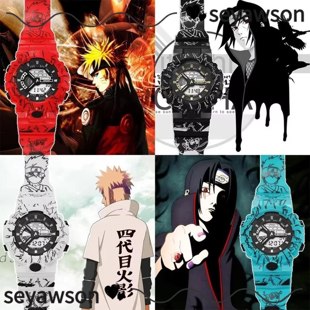 SEYAWSON Naruto Anime Watch, ปรับ Itachi Kakashi Naruto เด็กนาฬิกาข้อมือดิจิตอล,กันน้ําการ์ตูนชายหญิ