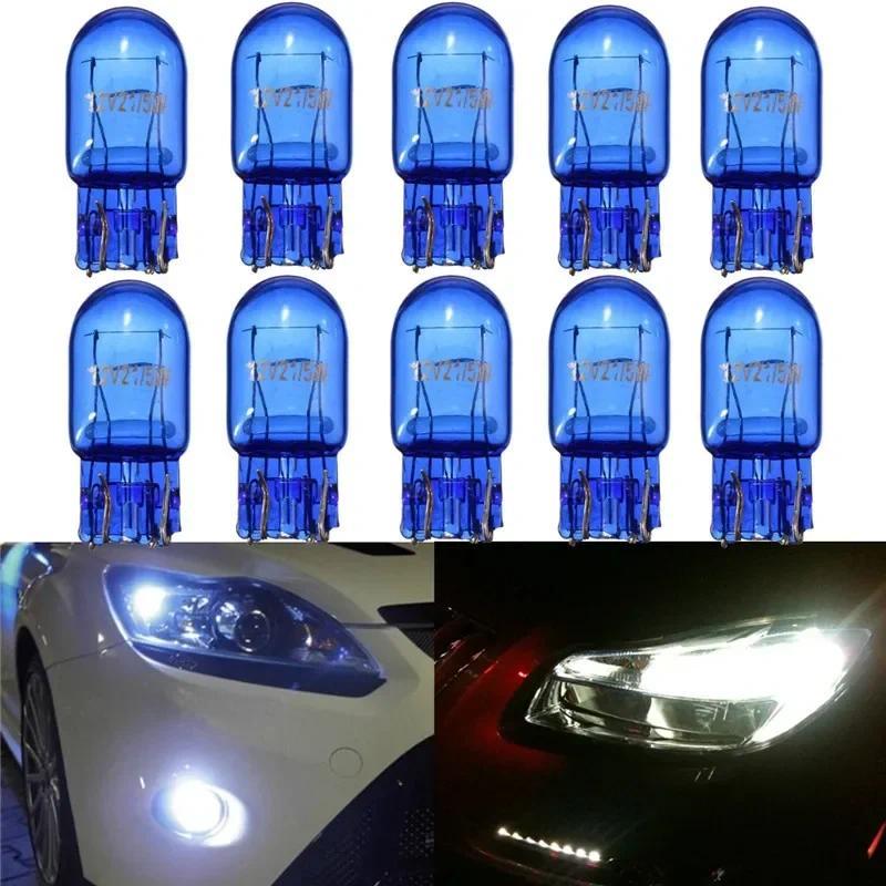 1/2/4pcs สีฟ้า 12V T20 580 7443 W21/5W W3x16q ธรรมชาติแก้วหยุดเบรคหางรถสัญญาณด้านข้างหลอดไฟสีขาว