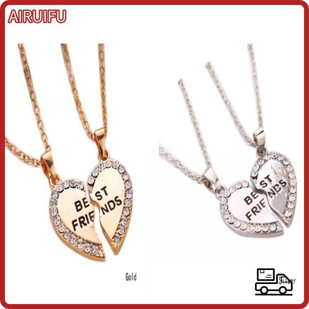 AIRUIFU 2PCS Bff สร้อยคอแฟชั่นเครื่องประดับ Silver/Gold Plated Friendship