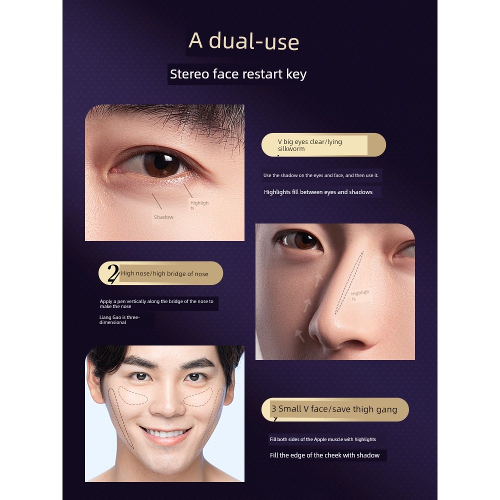 contour stick contour Dual-use Mens CONCEALER Stick Lying Silkworm CONCEALER Pen Double