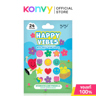 MYU-MYU Happy Vibes Acne Patch 24 Dots มิว-มิว แผ่นแปะสิว Pure Hydrocolloid.