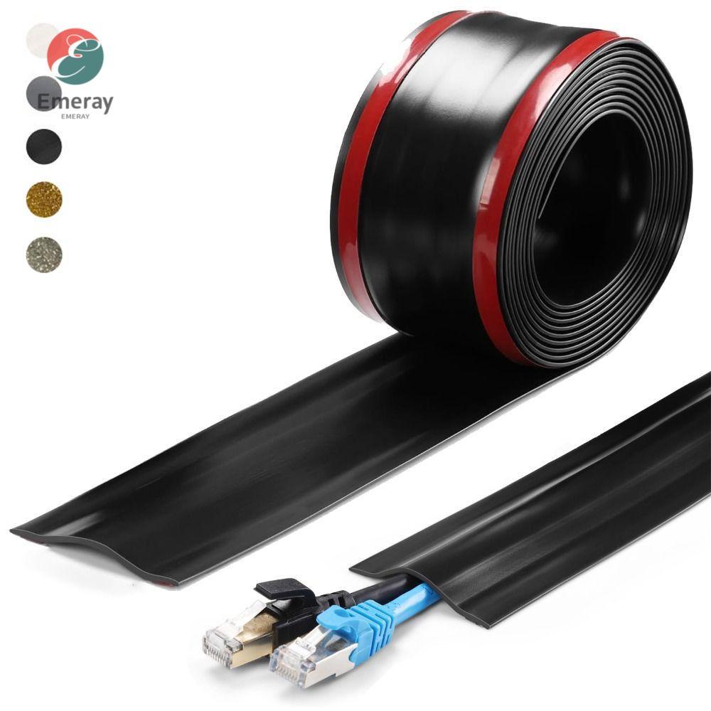 EMERAY ฝาครอบสายเคเบิลพื้น, 1m Self กาว Wall Wire คอนซีลเลอร์, PVC Soft Universal Ethernet Cable Hid