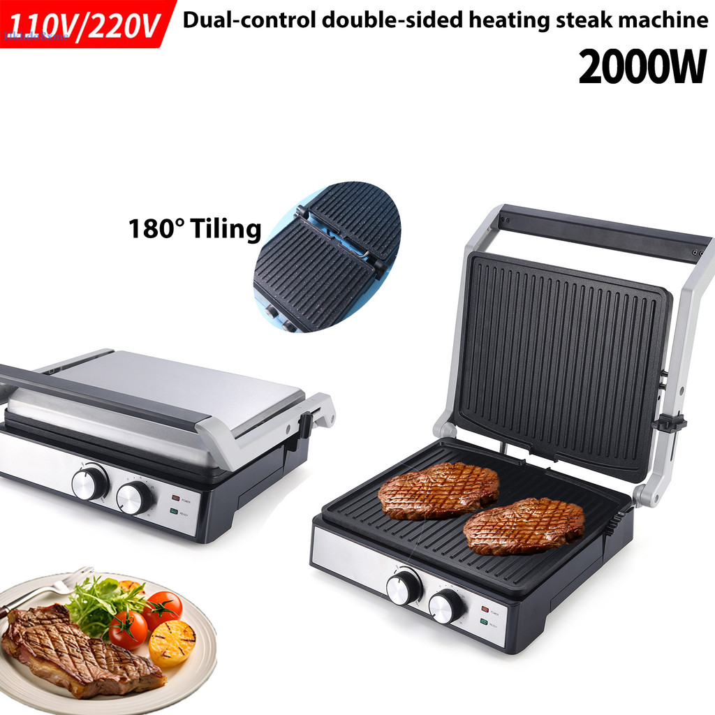 COD Contact Grill Stainless Steel Panini Press Nonstick Electric Grill Adjustable Temperature
