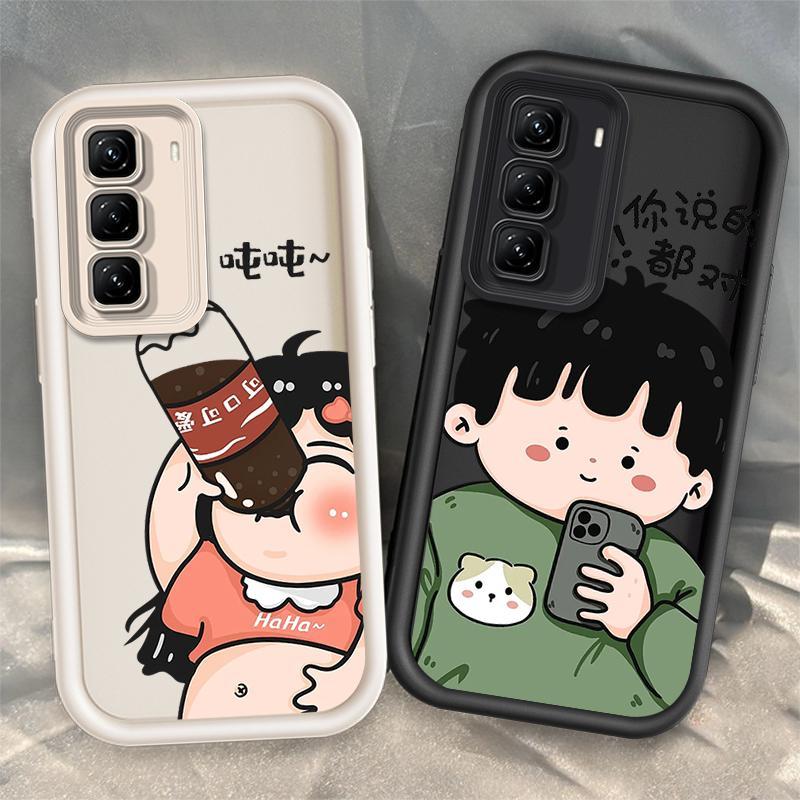 ปลอกสําหรับ INFINIX HOT 50 4G INFINIX X6882 X6882B น่ารักซิลิโคนคู่เคสกันกระแทก
