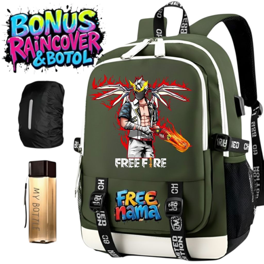 กระเป๋าเป้นักเรียนชายพร้อมตัวละคร freefire และ Super Hero กระเป๋าเด็กชาย FF
