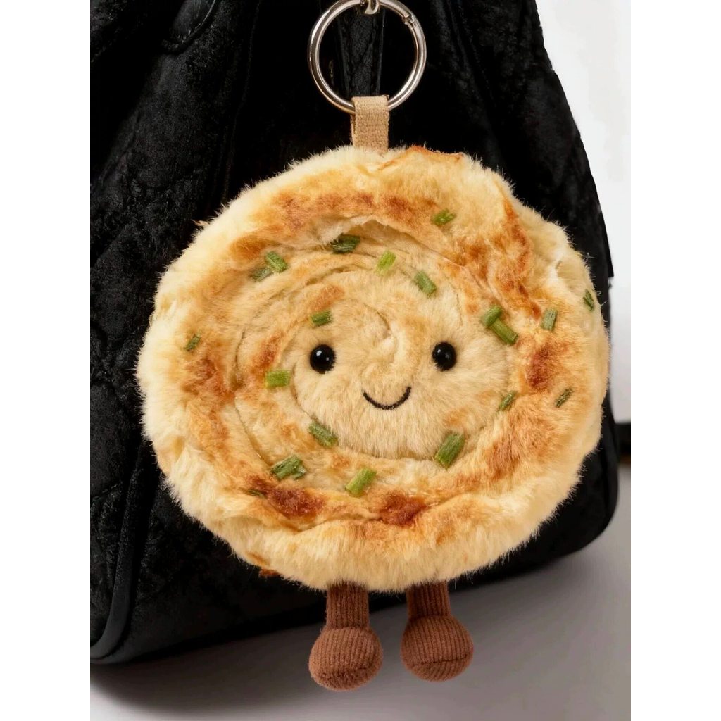 Scallion Pancake ตุ๊กตา Plush Bun จี้ Plush ถักน่ารัก Bun ตุ๊กตาเนื้อแพนเค้กจี้แยกเนื้อ Cultural Cre