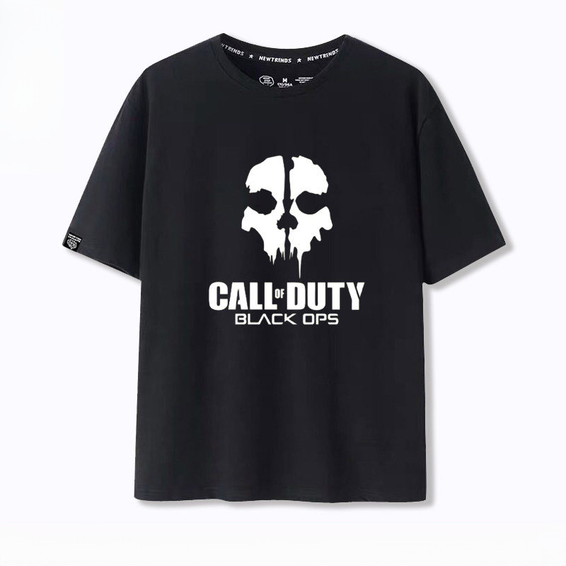 Call of Duty เสื้อยืดแขนสั้นสีดำ อินเทรนด์และสวมใส่ง่ายสำหรับแฟนเกม