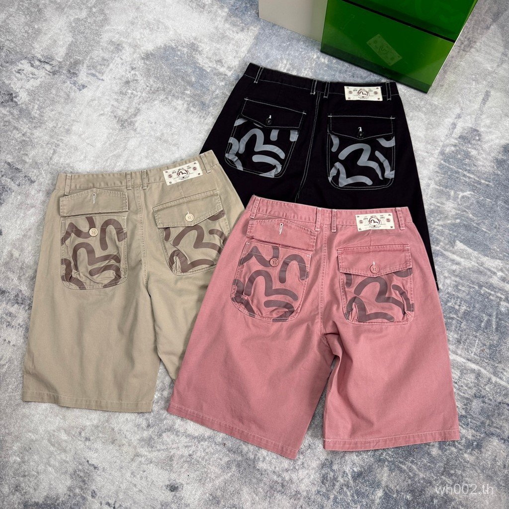 2026 evisu กางเกงขาสั้นพิมพ์ลาย Seagull สำหรับผู้ชาย