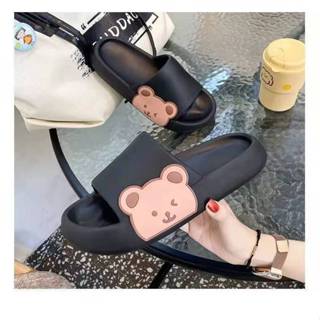 รองเท้าแตะผู้หญิง รองเท้าแตะสวม แฟชั่นเกาหลี แต่งรูปหมีด้านข…