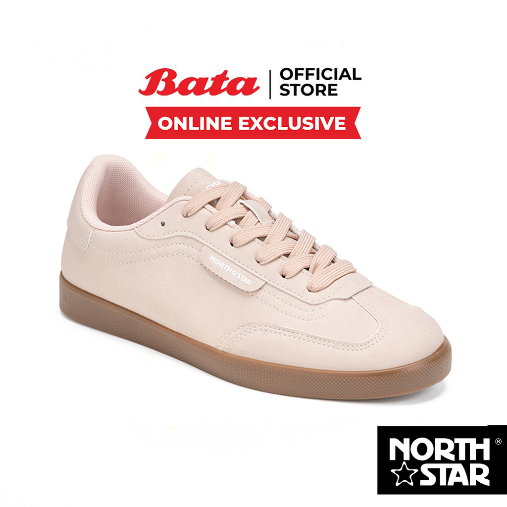 Online Exclusive Bata บาจา North Star รองเท้าผ้าใบสนีคเกอร์แบบผูกเชือก สำหรับผู้หญิง รุ่น STRIKER สีชมพู 5205178