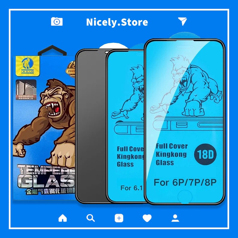 King Kong ฟิล์มกระจกนิรภัย 18D ถุงลมนิรภัยขอบ HD ปกป้องหน้าจอเหมาะสําหรับ iPhone 16 15 14 Plus 13 12