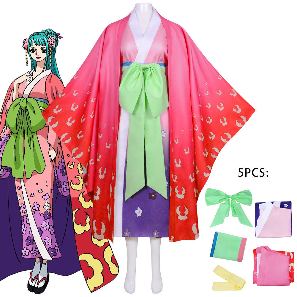 ชุดคอสเพลย์กิโมโนญี่ปุ่นจากอนิเมะ ONE PIECE ตัวละคร Kozuki Hiyori Wano Country X3KV