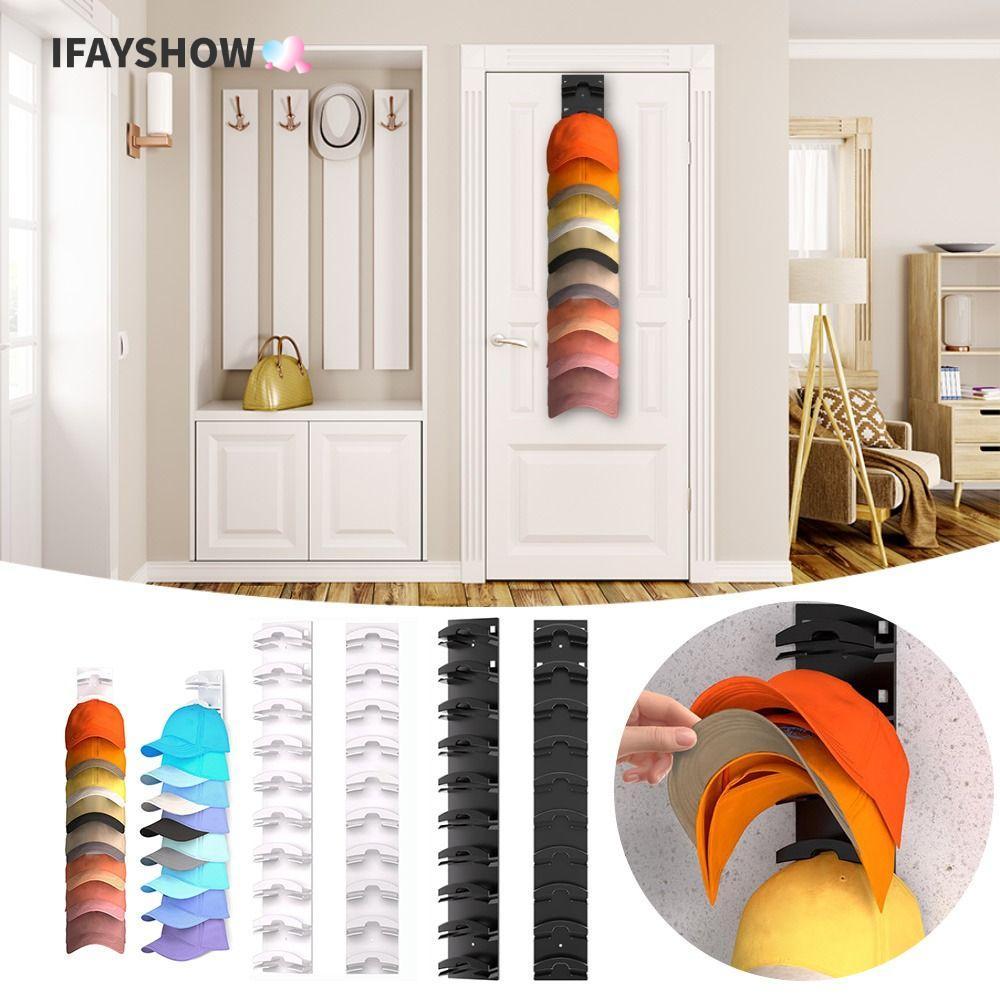 IFAYSHOW ที่เก็บหมวกเบสบอล,ชั้นวางหมวกตู้เสื้อผ้าประหยัดพื้นที่หมวกออแกไนเซอร์สําหรับเบสบอล,พลาสติกสําหรับประตูตู้เสื้อผ้าเก็บ