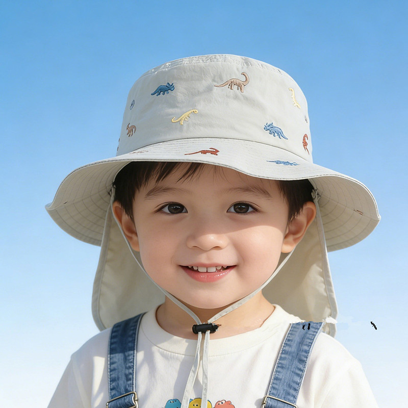 หมวกเด็กสไตล์เกาหลี ขนาดกลางแจ้งปีกกว้าง สำหรับป้องกันแสงแดด อายุ 3-10 ปี