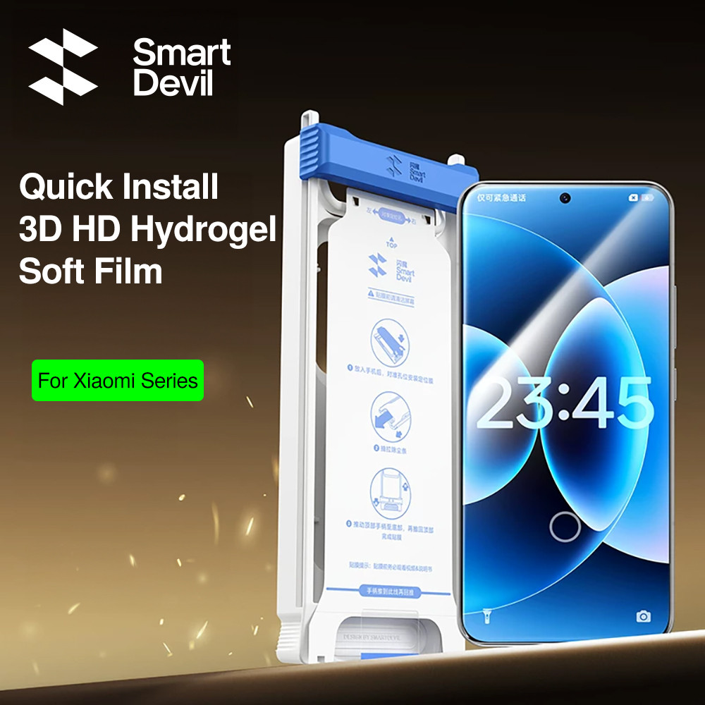 SmartDevil Dust-Free Chamber Quick ติดตั้ง 3D HD Hydrogel Soft ฟิล์มสําหรับ Xiaomi 17 Pro Max/17 Pro/17 Ultra/17/15 Pro/14 Ultrasonic Instant Removal Strong Anti-Fingerprint