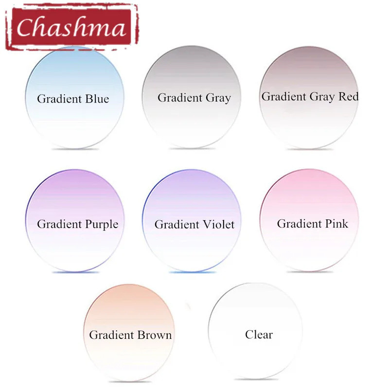 Chashma ยี่ห้อคุณภาพ Anti สะท้อนแสง MR-8 UV 400 Prescription 1.61 Index Tint เลนส์สีม่วงสีชมพูสีเทาเ