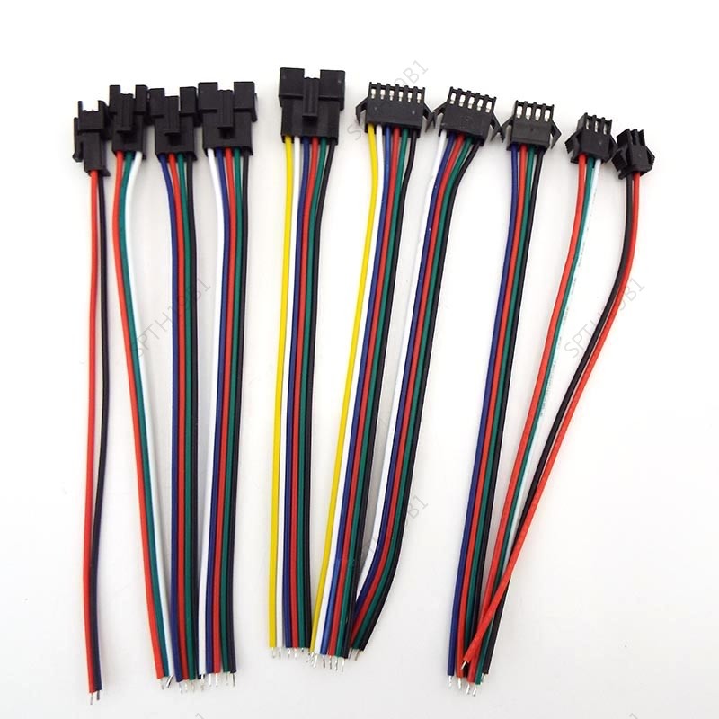 10 คู่ SM JST ชายหญิง 2P 3P 4P 5P 6P Connector สายไฟ 22 AWG 80C 300V สําหรับ 3528 5050 RGB RGBW LED 