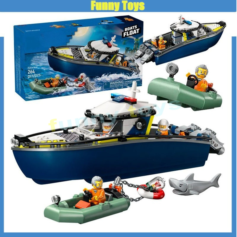 60456,เรือตํารวจ,บล็อกพายเรือ,เรือความเร็วตํารวจเมือง,ของขวัญของเล่นสําหรับเด็ก